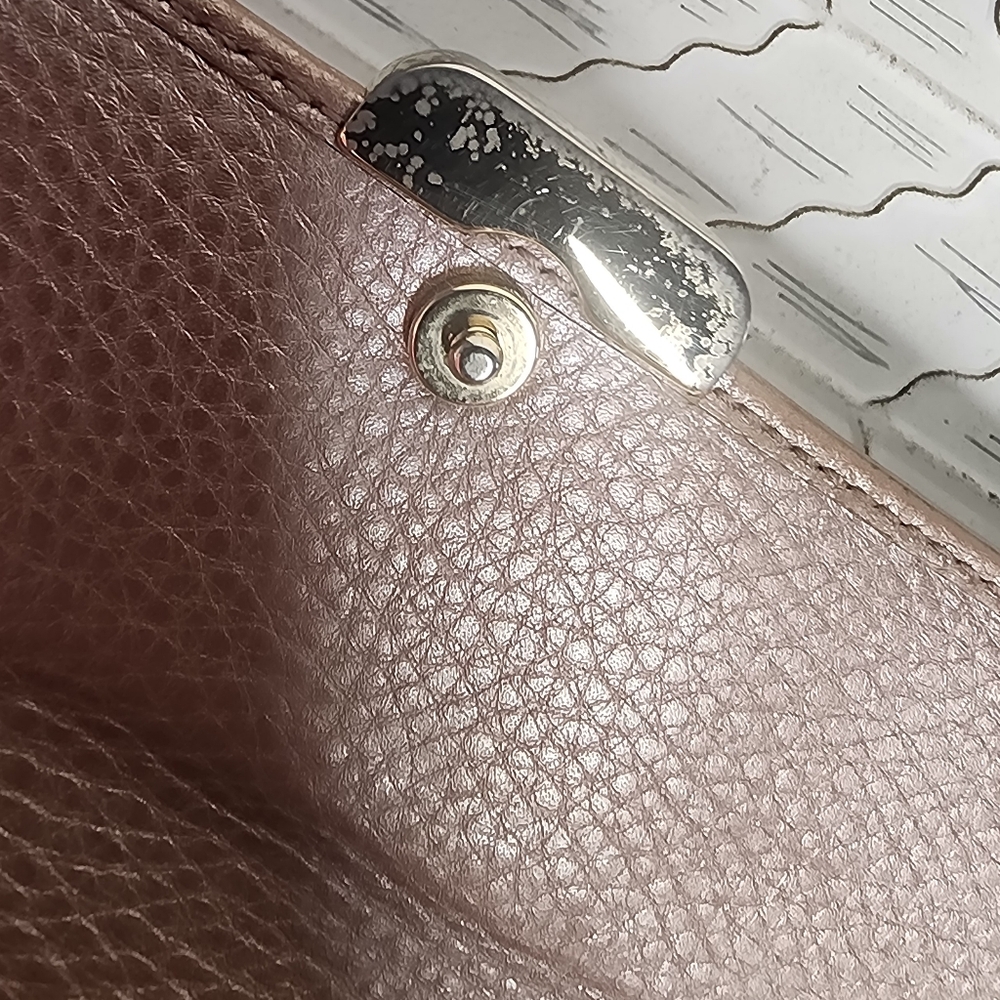 Gucci Long Wallet Signature Canvas With Pink Champagne Leather Trim - Picture 10 of 11